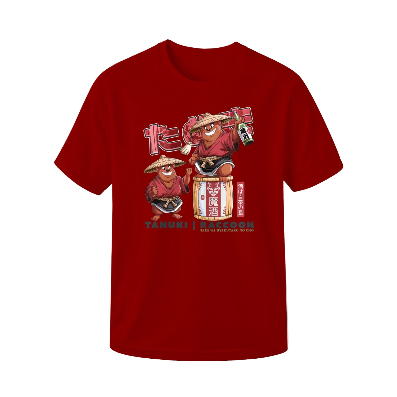 meski-tshirt-premium-tanuki-sake-red.webp